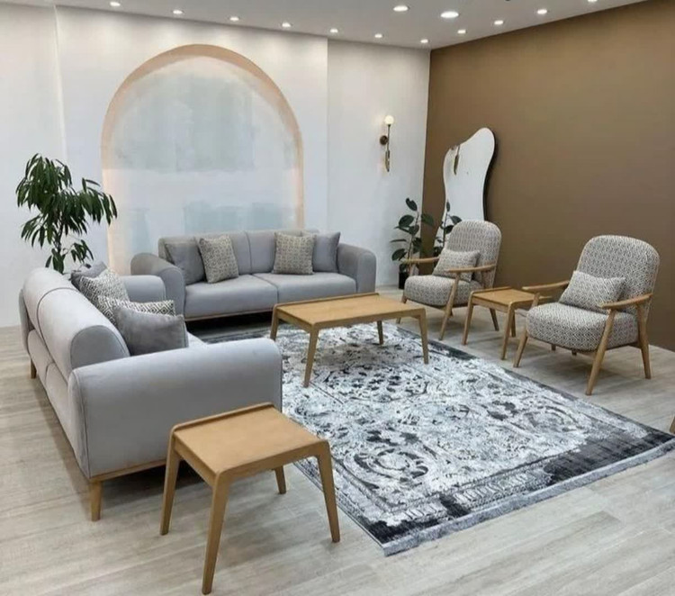 مبل راحتی مدل می نیمال ست 8 نفره با روکش پارچه و دارای 4 عدد کوسن